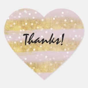 Sticker Cœur Grilles or et rose Bokeh Confetti Merci