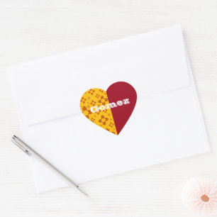 Sticker Cœur Grilles verticales Zia Soleil Rouge Jaune Nouveau-