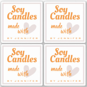 Sticker Coeur gris clair orange fait de bougies soja d'amo