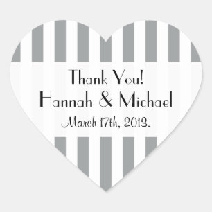Sticker Cœur Gris Gris, Lignes, Motif rayé, Mariage