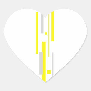 Sticker Cœur Gris Jaune Blocs Art Abstrait