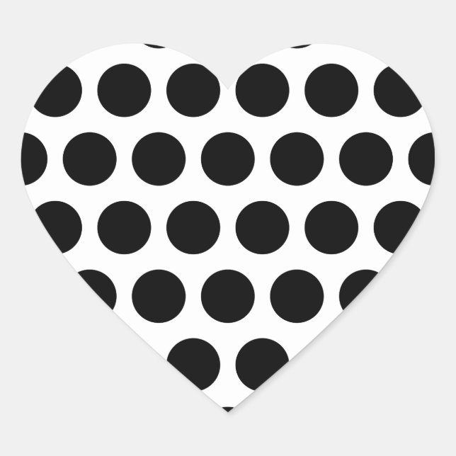 Sticker Cœur Gros Pois blancs et noirs (Devant)