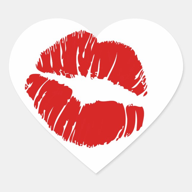 Sticker Cœur Grosses lèvres baiser lèvres géantes énorme baiser (Devant)