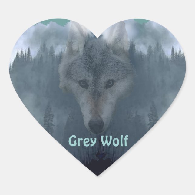 Sticker Cœur GrY WOLF Wildlife Supporter Oeuvre d'art (Devant)