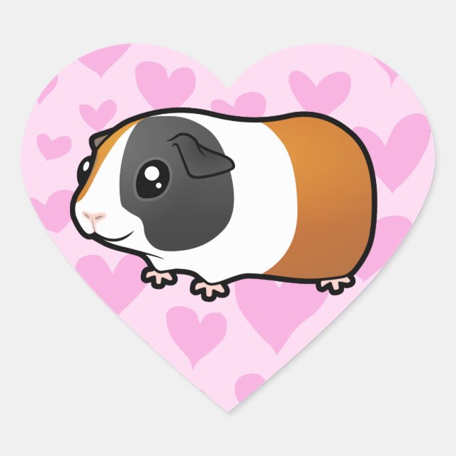 Sticker Cœur Guinée Cochon Love (cheveux lisses) (Devant)