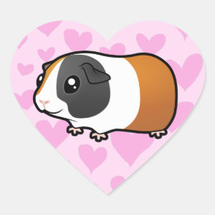 Sticker Cœur Guinée Cochon Love (cheveux lisses)
