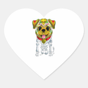 Sticker Cœur Halloween Crâne sucre Bulldog cadeau