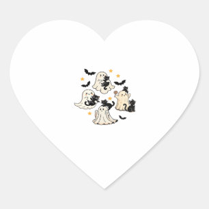Sticker Cœur Halloween Cute Ghosts Bats Noirs Chats surdimensio