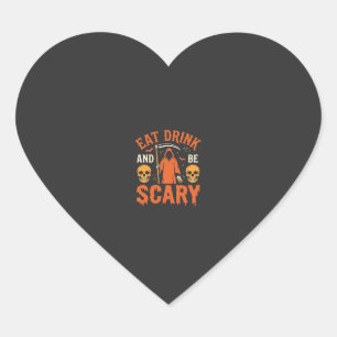 Sticker Cœur Halloween Manger Boire Être Effrayant Faucheur Con