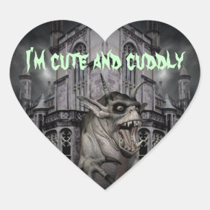 Sticker Cœur Halloween monstre démon effrayant