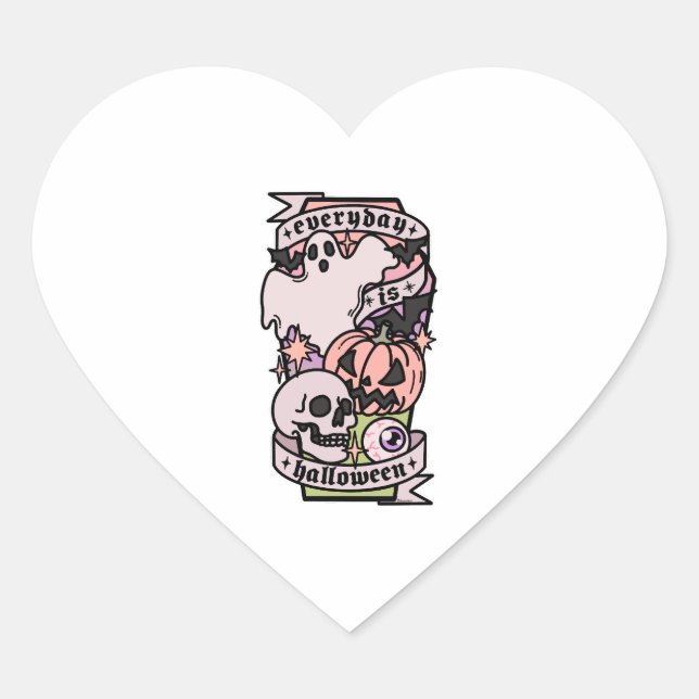 Sticker Cœur Halloween tous les jours (Devant)