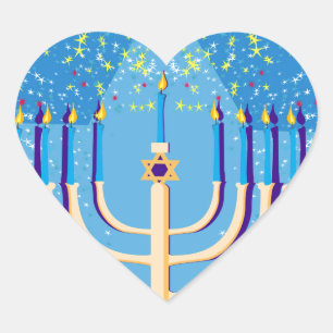 Sticker Cœur hanoukka menorah