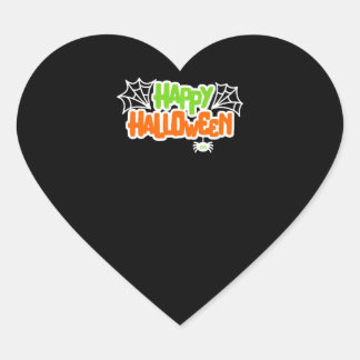 Sticker Cœur Happy Halloween coloré mignon araignée Web