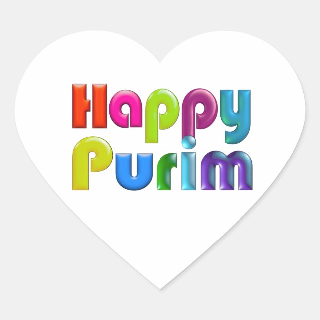 Sticker Cœur HAPPY PURIM funky (Devant)
