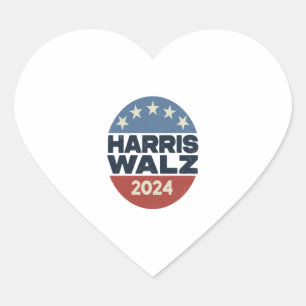 STICKER CŒUR HARRIS WALZ VOTE 2024 POUR KAMALA HARRIS TIM WALZ