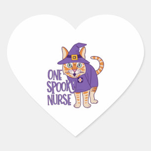 Sticker Cœur Hauntingly mignon Un Chat infirmière Éffrayant