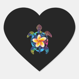 Sticker Cœur Hawaiian Tie Dye Sea, Turtle Hawaii pour les femme