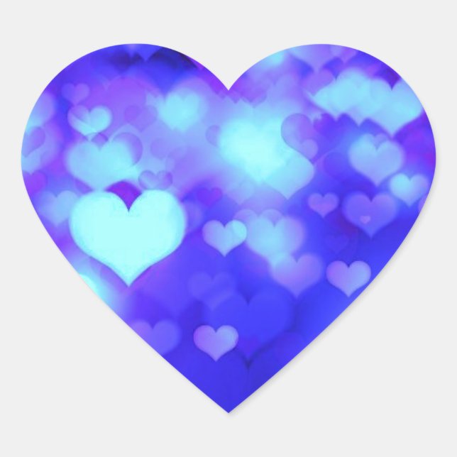 Sticker Cœur Hearts Bokeh Light Arrière - plan bleu (Devant)