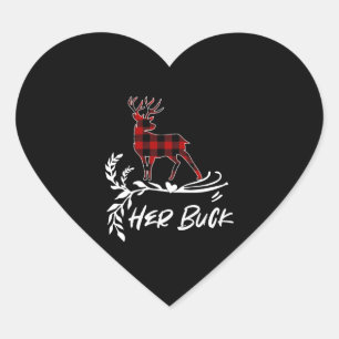 Sticker Cœur Her Buck Couples Matching Christmas Pajama