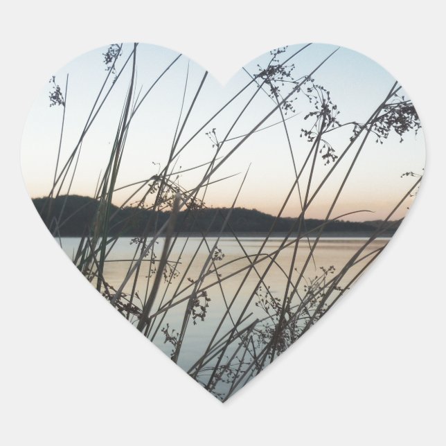 Sticker Cœur Herbes au lac Sunset (Devant)