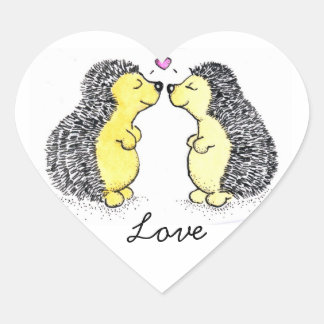 Sticker Cœur Hérisson en amour