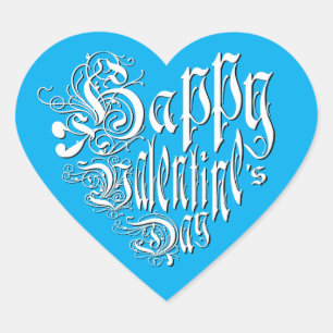 Sticker Cœur Heureuse Sainte-Valentin bleu whimsical romantique