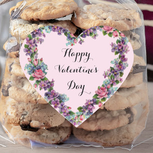 Sticker Cœur Heureuse Sainte-Valentin de calligraphie rose flor