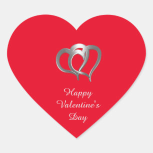Sticker Cœur Heureuse Sainte-Valentin Linked Chrome Coeurs
