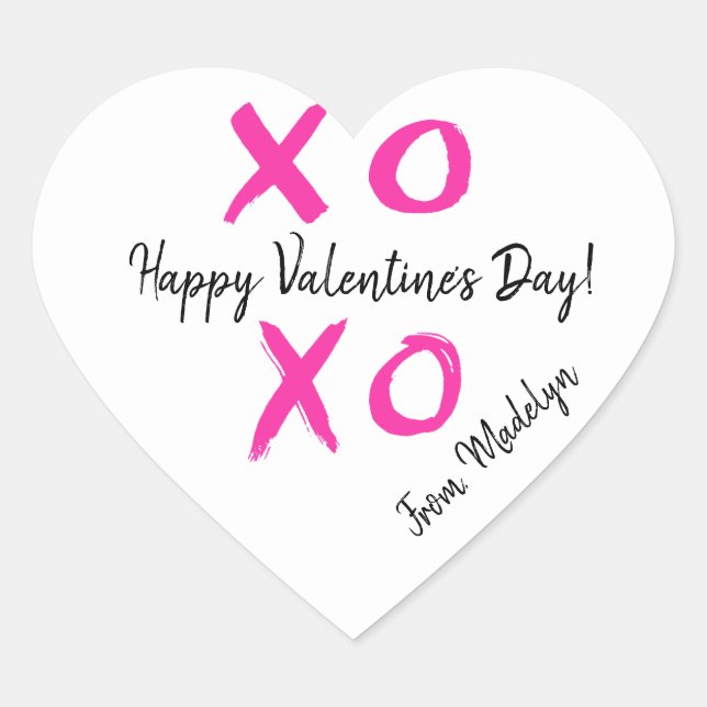 Sticker Cœur Heureuse Sainte-Valentin personnalisé XOXO (Devant)