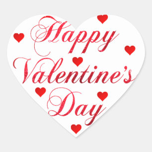 Sticker Cœur Heureuse Sainte-Valentin Red White Parties scintil