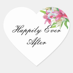 Sticker Cœur Heureux Jamais après l'autocollant de coeur