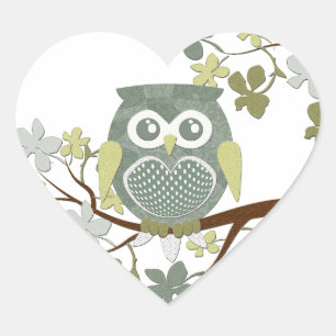 Sticker Cœur Hibou de point de polka dans l'arbre