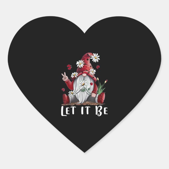 Sticker Cœur Hippie Gnome Daisy Flower Ba (Devant)