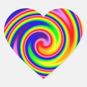 Sticker Cœur Hippie rétro Couleurs arc-en-ciel Soft Focus Spira