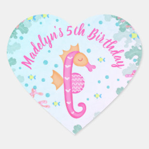 Sticker Cœur Hippocampe Sous La Mer Nouvel Anniversaire