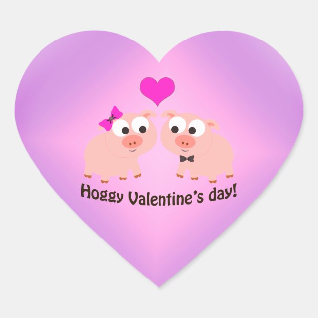 Sticker Cœur Hoggy Valentine's Day Pig Love (Devant)