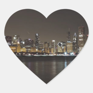 Sticker Cœur Horizon de Chicago la nuit