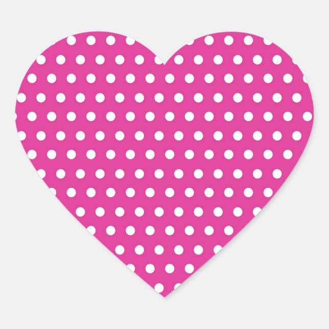 Sticker Cœur Hot rose Fuchsia et blanc Pois Motif cadeau (Devant)
