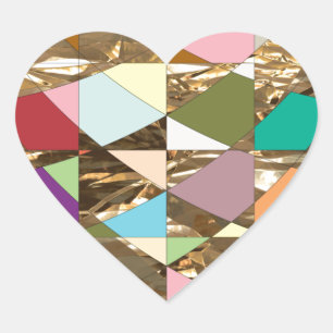 Sticker Cœur Huile d'or couleur Abstraite