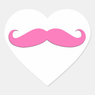 Sticker Cœur Humour Moustache rose Créez votre propre