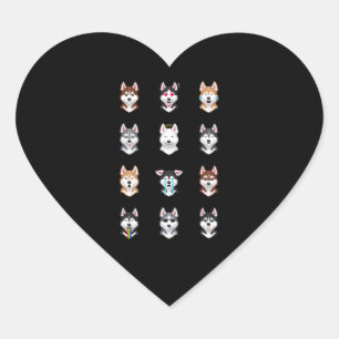 Sticker Cœur Husky Gift   Funny Sibérien Husky Emoji