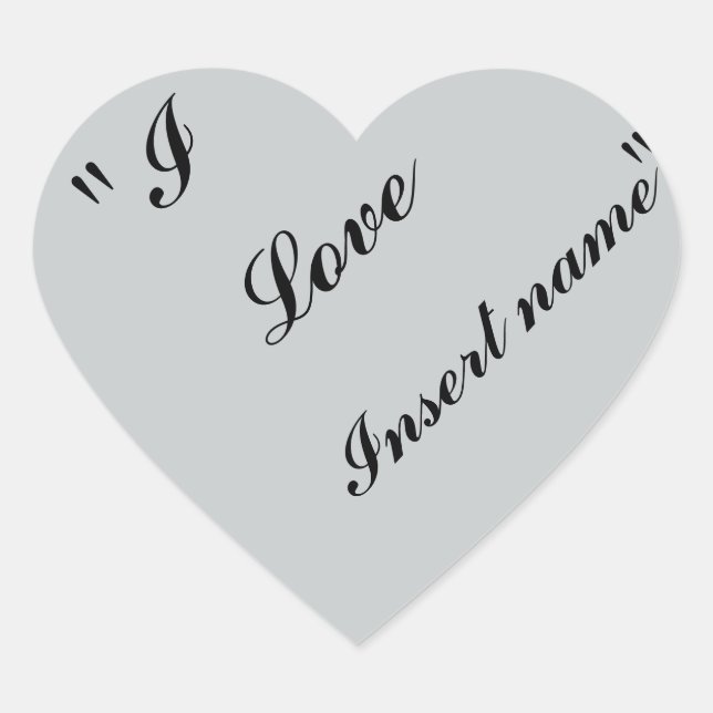 Sticker Cœur "I Love Insert name" (Devant)