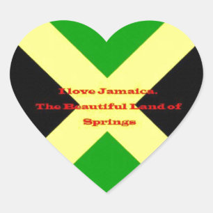 Sticker Cœur I Love Jamaica Text on Flag Art Print