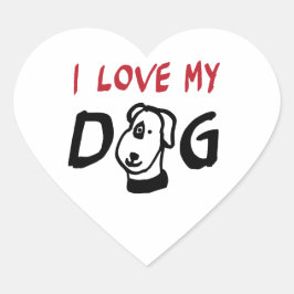 Sticker Cœur I Love My Dog with dog illustration