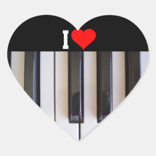 Sticker Cœur I Love Piano