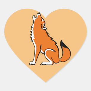 Sticker Cœur I love Red WOLVES - Faune - Nature -