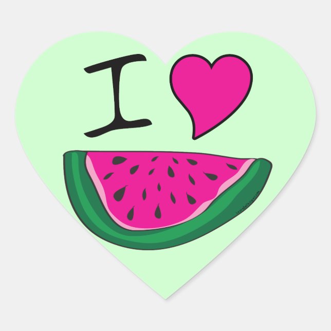 Sticker Cœur I Love Watermelon (Devant)