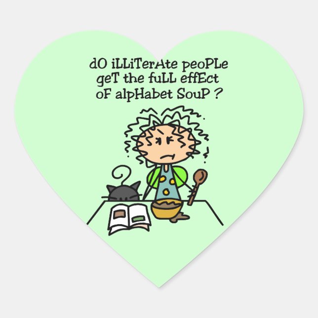 Sticker Cœur Illettrer l'Humour populaire (Devant)
