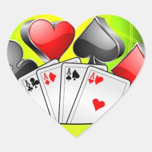 Sticker Cœur Illustration de casino avec les éléments de jeu