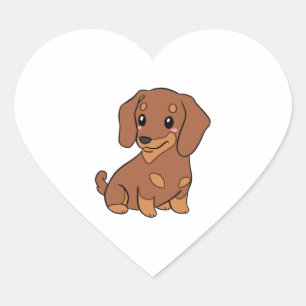 Sticker Cœur Illustration de chien mignon dachshund